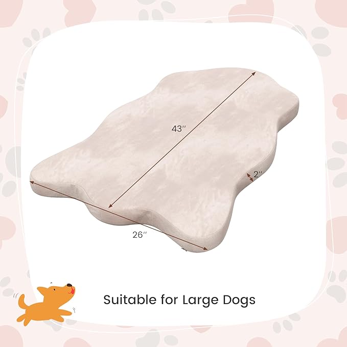 Giantex Memory Foam Dog Bed with Removable Washable Cover, Non-Slip Bottom, Egg Crate Foam Pet Sleeping Mat for Large Medium Dogs, 43 x 26 inch, Orthopedic Dog Bed Indoor Outdoor (Beige)