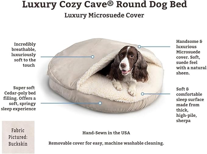 Snoozer Luxury Cozy Cave Dog Bed - Indoor Dog Bed with Cover Cave, Covered Calming Burrow for Small & Medium Sized Pets with Blanket Attached, Enclosed, Washable - Large, Anthracite