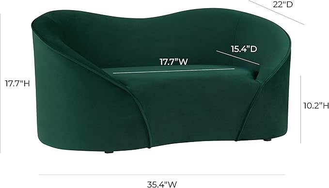 Tov Furniture Poodle Waterproof Upholstered Velvet Pet Bed (Forest Green)