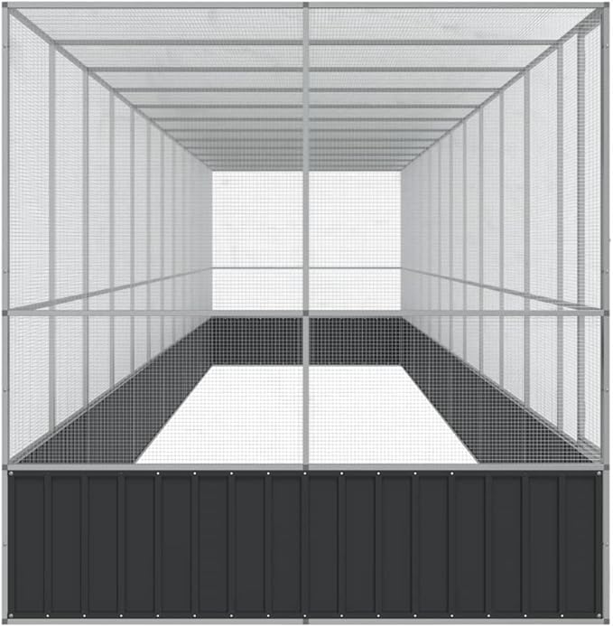 Outdoor Aviary Bird Cage, Galvanized Steel Outside Ample Activity Space Birdcage, 490.6"x81.5"x83.5", -272