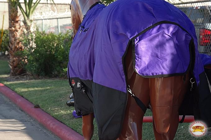 HILASON 1200D Winter Waterproof Poly Horse Turnout Blanket Belly Wrap Purple | 68 in