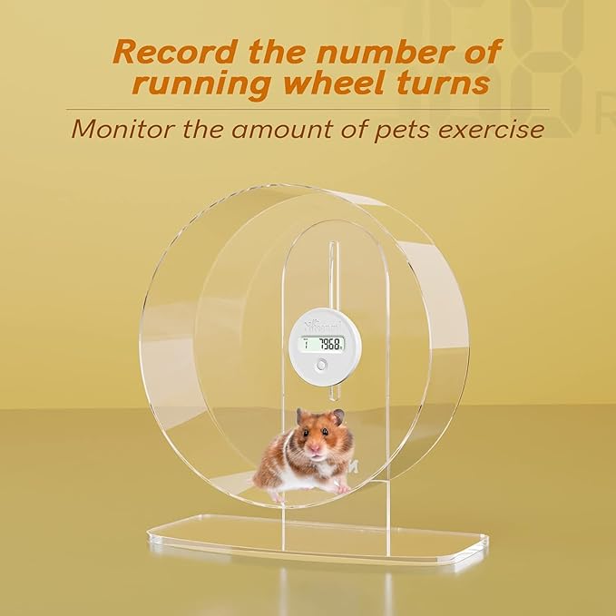 Niteangel Accurately Hamster Wheel Pedometer - Small Animal Step Counter for Super-Silent Acrylic & Wooden Wheels