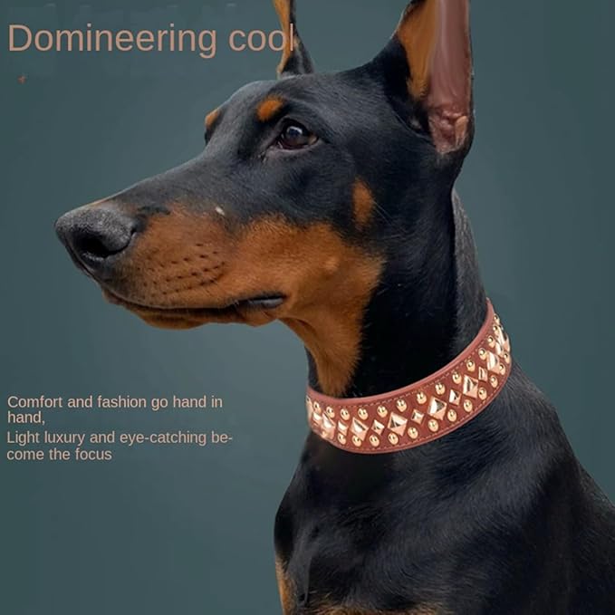 Spiked Dog Collar Soft Pu Leather Mushrooms Rivet Spike Studded Puppy Adjustable Pet Collars for Small Breeds (S, Brown3)
