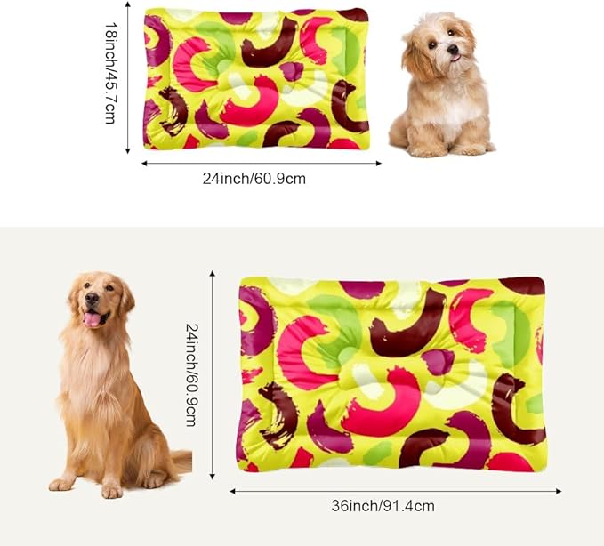 Dynamic Retro Modern Green Dog Beds and Furniture Outdoor Mat for Dogs Puppy Pad Dog Bed for Medium Crate Washable Non-Slip Pet Bed Crate Puppy Mattress Furniture Indoor Outdoor 36X24 Inch