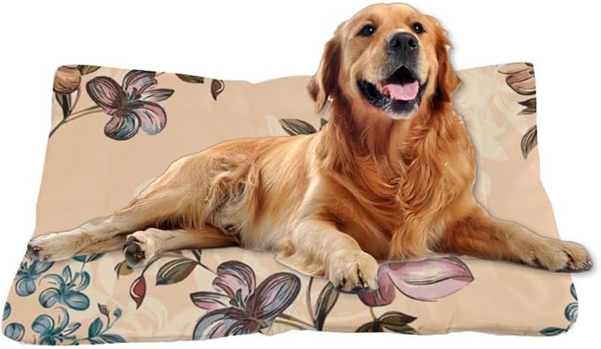Crimson- Brown Blossoms Pet Mat Bed Cat Mats for Sleeping Cat Crate Bed Hand- Painted Blooms Warm Dog Non- Slip Bottom Furniture for Dogs Multi- Scenario, Multi- Model Pet Mats Gift Printed Dogs Mat