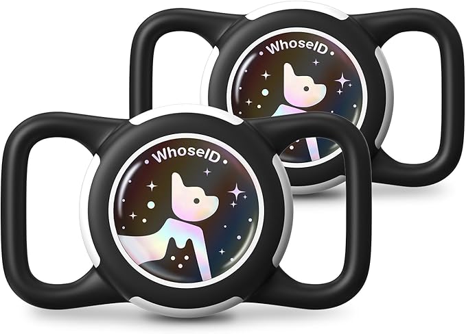 Waterproof Dog Collar Holder, Silicone & ABS Holder for Dog & Cat Collars, Ultra-Durable, Lightweight and Protective Case (Black&Black-1, Regular)