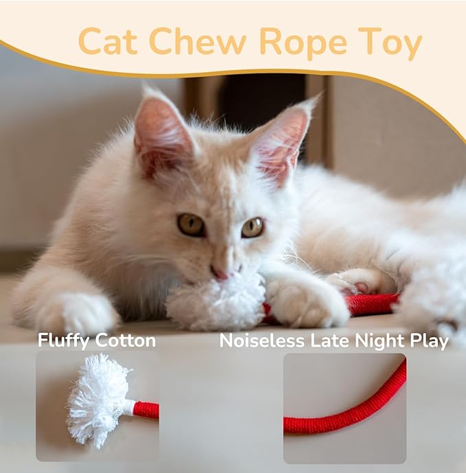 Bent Cat Rope Toy, Pet Chew Toys, Interactive Tease Toys for Cats and Kittens, Bite-Proof Playthings, Cotton Rope Kitten Toys Dental Care Stress Relief Pet Supplies (Extra Large 3 Pack)