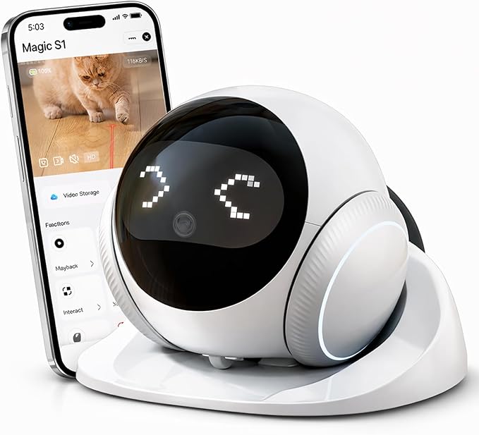 Denash Robot Camera on Wheels,1080P Movable Indoor Camera with Remote Interaction, 2 Way Talk, Night Vision, Motion Detection, Auto Recharge, APP Control Home Security Cam for Pet, Elderly, Baby