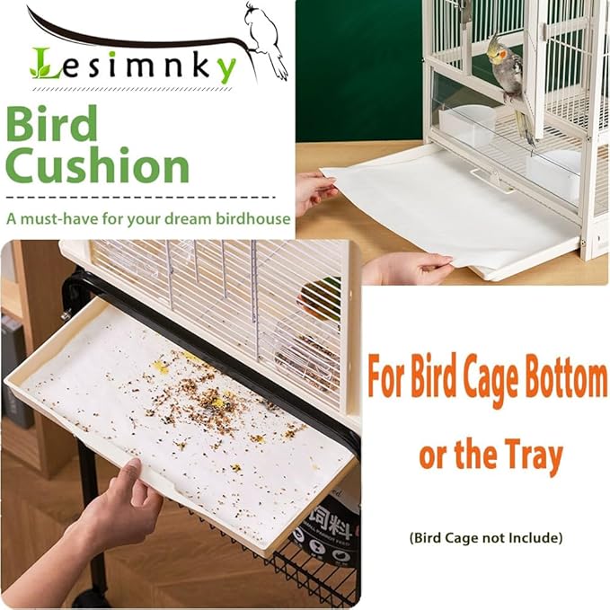 100pcs Bird Cage Liner Papers,11×20in Big Size Disposable Non-Woven Cage Paper Liners Precut Absorbent Cushion Pad Mat Accessories for Pet Bird Parrot