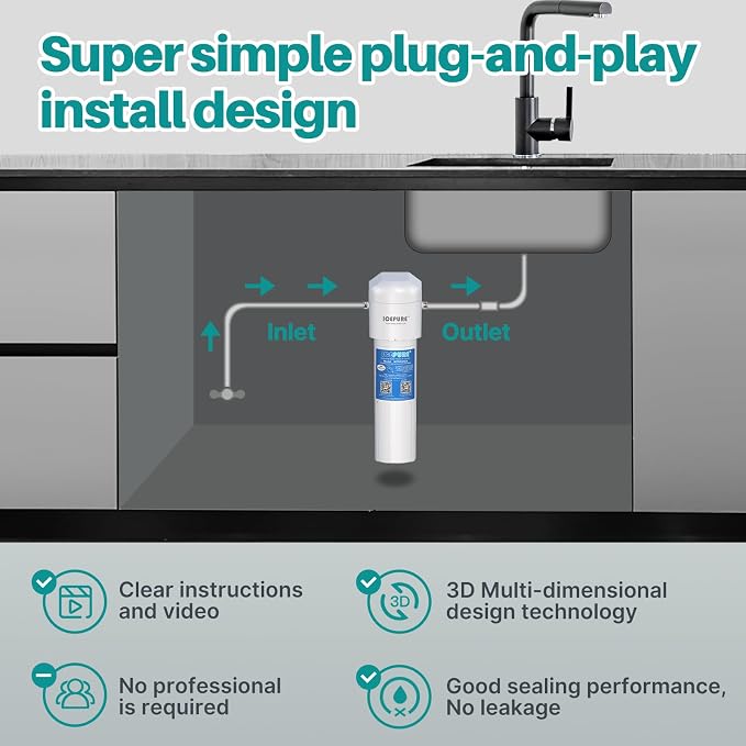 ICEPURE Under Sink Water Filter System, 3 Years or 22000 Gallons Ultra High