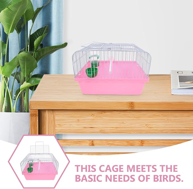 Bird Carrier Travel Cage Parrot Carrying Cage for Birds and Small Animals（Pink）