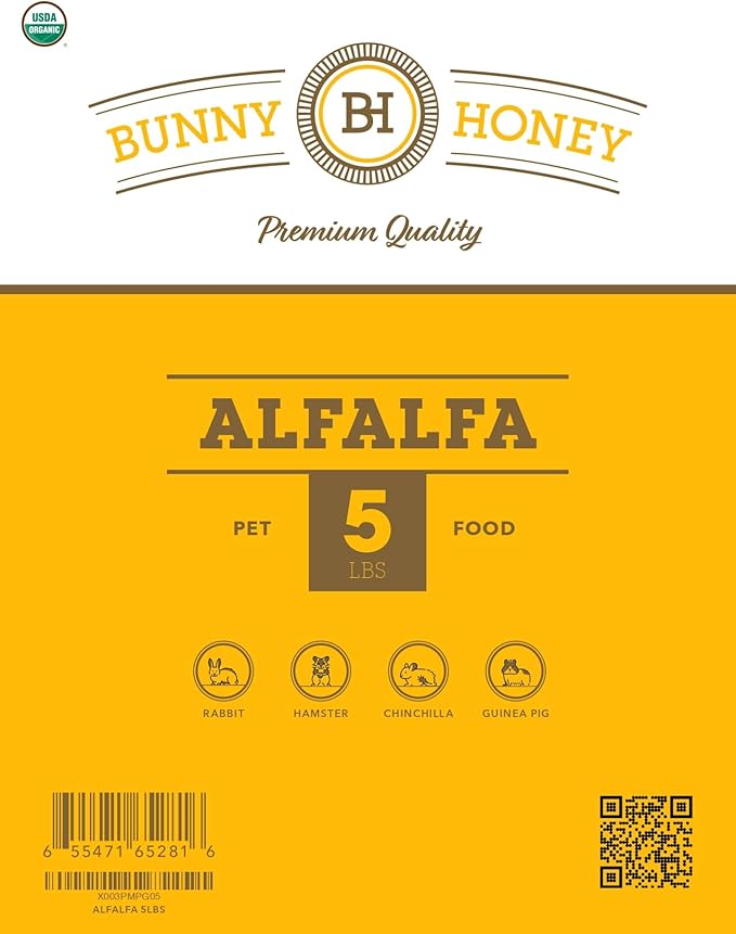 Bunny Honey Organic Alfalfa Hay for Tortoise 12 lb Dim wt/5 lb High-Protein & Calcium, Supports Growth & Dental Health, Fresh & Nutritious
