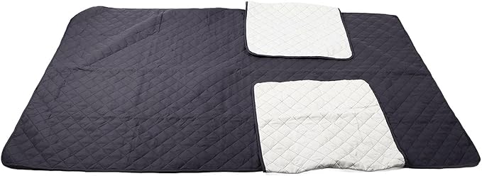 Dog Bed Cover, Pet Blanket for Furniture Protection, Reversible Sofa Couch Protector with Anti - Slip Bottom, Machine Washable Grey Plaid Design for Indoor Outdoor Use