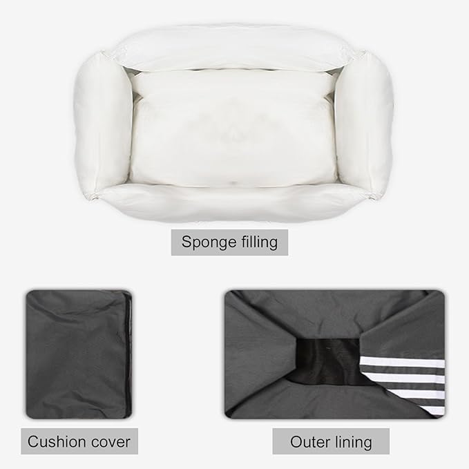 Dog Beds for Small Medium Dogs & Cats, Waterproof Dog Sofa with Removable Cover, Sleeping Warming Dog Bed & Furniture, Soft and Comfy Dog Couch Bed with Non-Slip Bottom (36.6"X28.3"X6.3",Blue)