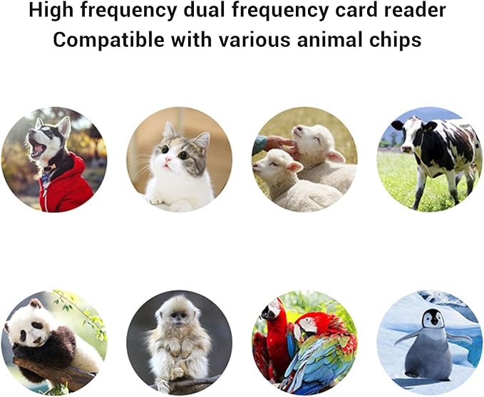 Pssopp Pet Microchip Scanner, Bluetooth Animal Tag Reader with 128 Data Storage and OLED Display for Dogs Cats Pigs Chickens Ducks Cattle Sheep (Black)
