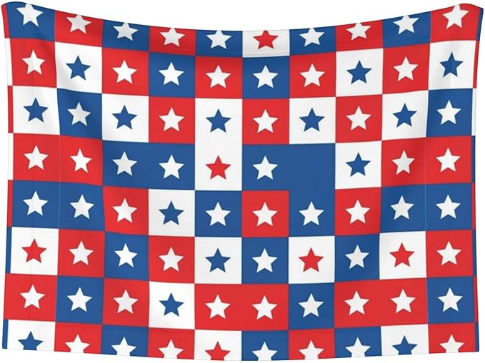 Two Sided Pet Cuddler Blanket for Anxiety Calming, American Flag Plaid Pattern, Reversible Plush Design with Bubble Dot Pattern Provides Familiar Surface Anywhere