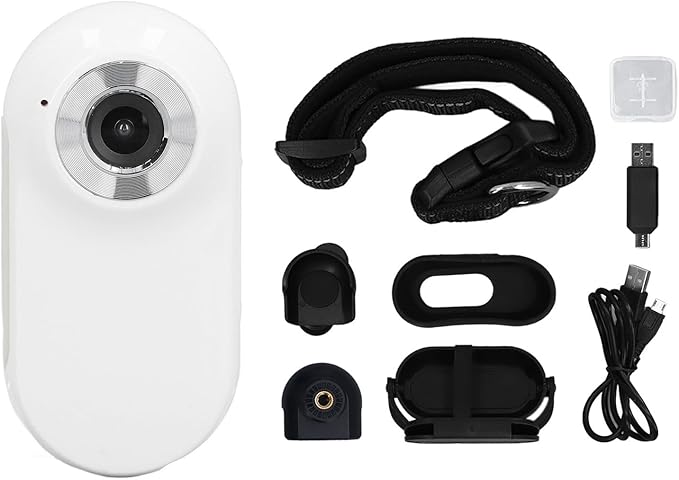 1080P HD Pet Collar Camera, 120 Super Wide Angle OTG Connection Lightweight Wireless Small Pet Sport Camera with Back Clip, Video Record & Take Photos manually for Dogs Cat (White)