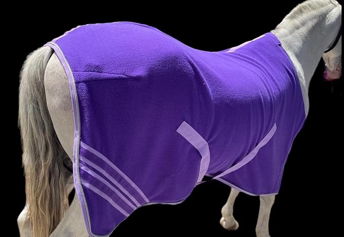 Majestic Ally Anti Pill Fleece Horse Blanket/Sheet with Silver Braided Rope (Purple, 70)