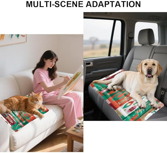 Vintage Holiday Collage Pet Beds Washable Dog Bed Bedside Dog Bed Rectangle Non- Slip Bottom Room Accessories Multi- Scenario Mat Gift Printed Dogs Beds 24× 18 Inch
