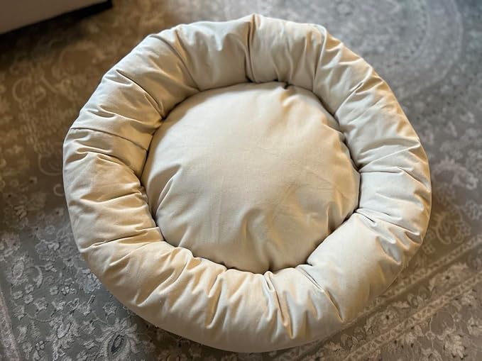 Organic Cotton Canvas Dog Bed: Removable Cover, Natural Fill - Made in USA (Natural, XX Large 50" x 8" inches)