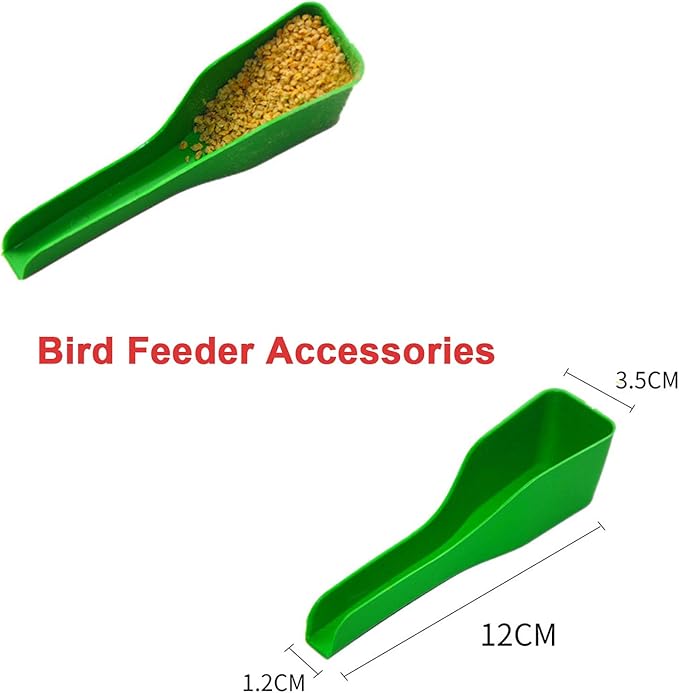 6pcs Bird Feeder, Pet Birds Food Double Plastic Seed Water Dish Dispenser Standing Frame Plastic Food Cup for Parrots Cockatiel Pigeon Sparrow Bird Cage Bowl with 6 Spoons