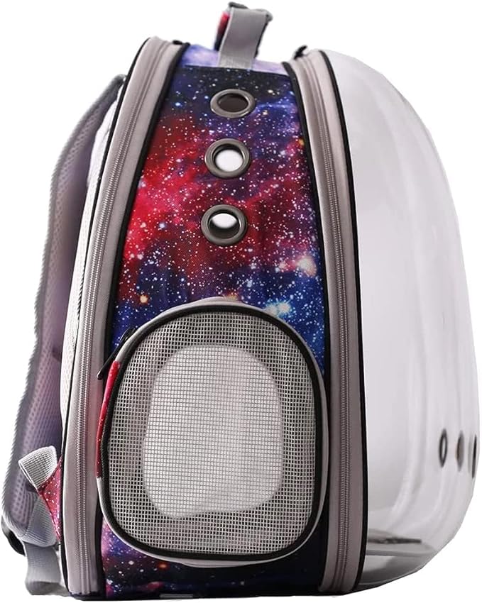 halinfer Galaxy Blue Cat Bubble Backpack, Back Extension Space Capsule Astronaut Clear Window Fit up to 12 Pounds Cat, Vet Transport Carry Bookbag, Airline Approved