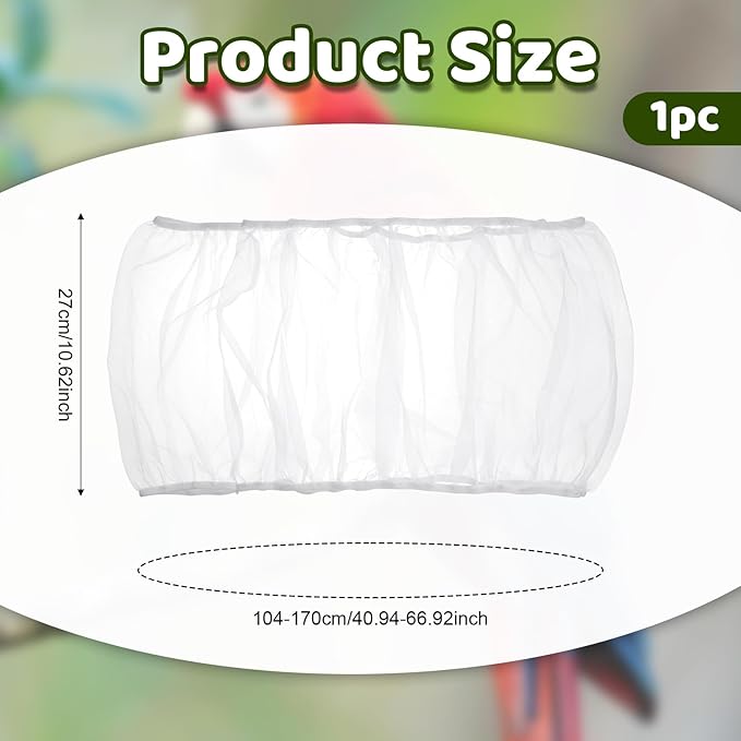 Adjustable Bird Cage Cover, 41-67‘’Bird Cage Seed Catcher Guard White Soft Airy Nylon Mesh Net Birdcage Cover Skirt Netting Seed Catcher Birdcage Accessories for Parrot Enclosures Cages