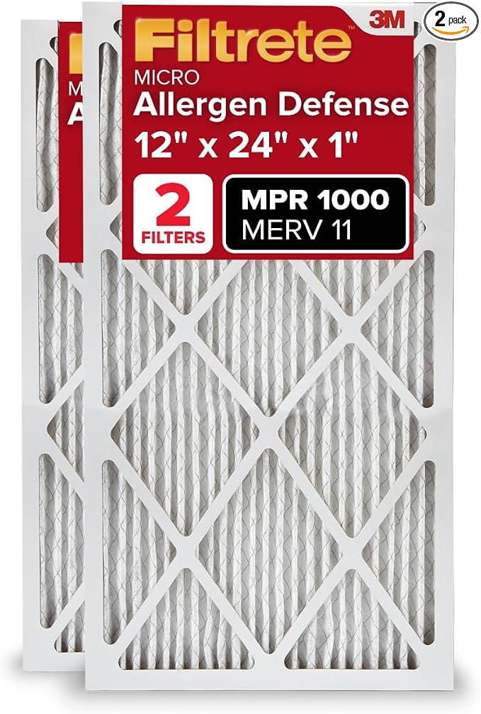 Filtrete 12x24x1 AC Furnace Air Filter, MERV 11, MPR 1000, Micro Allergen
