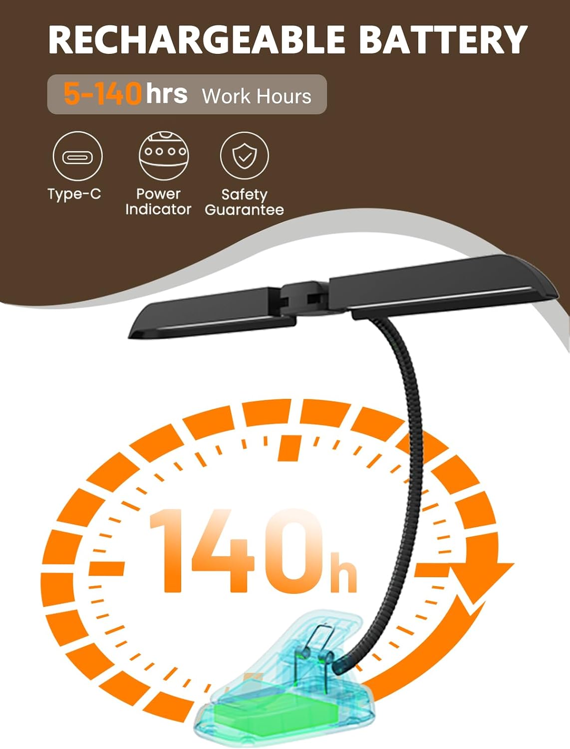 Vekkia 96 Led Rechargeable Music Stand Light - Folding Clip On Piano Lamp