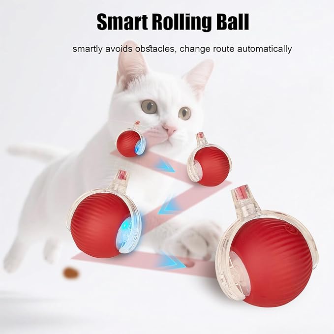Interactive Dog Cat Toy Ball, Upgraded Rechargable Smart Automatic Rolling Pet Ball with Tail, Fast Moving Toy for Bored Indoor Kitty Puppy