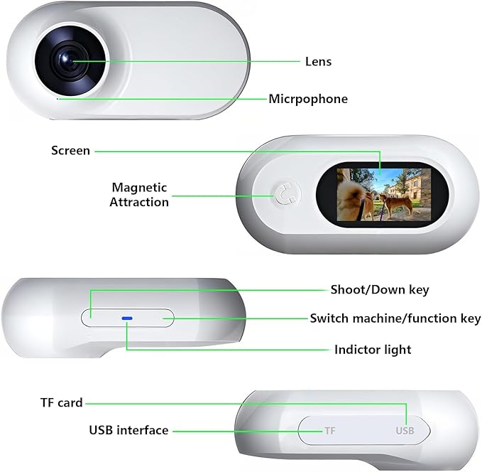 Dog Camera Collar, HD 1080P with Video Record Wireless Mini Sport Cam,Small Action Cameras,Body Camera for Pet Supplies/No WiFi, Indoor/Outdoor/with 32GB High-Speed Memory Card