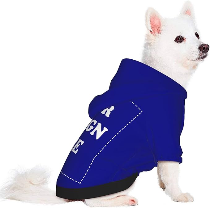 Personalized Dog Hoodie, Custom Dog Costumes for Small Dogs, Holiday Happy Dog Clothes Football Pet Shirt Sweater with Name Number for Girl/Boy Cats/Kitten, Blue, L