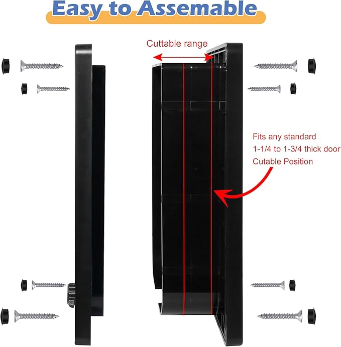 Wordcam Medium Cat Door Flap, 4 Way Locking Cat Door for Interior Exterior Doors, Pet Door for Cats Kitty Kittens Doggies, Robust, Weather-Resistant (Black, M)