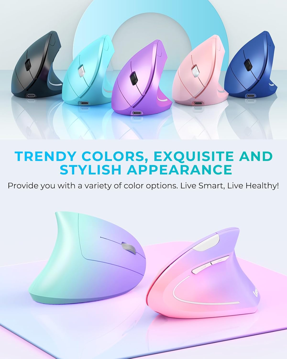 Lekvey Ergonomic Mouse, Rechargeable Vertical Wireless Mouse, White
