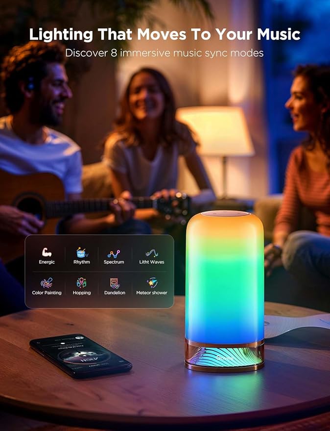 Govee RGBIC Smart Table Lamp 2, Touch Bedside Small Table Lamp Matter, Alexa