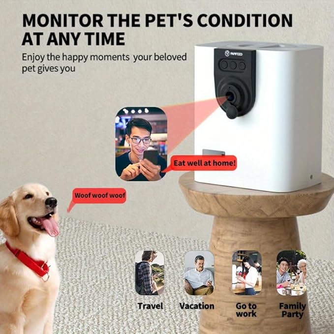 Pet Camera Treat Dispenser, 360°View Dog Camera with Phone App, 5G&2.4G WiFi 2-Way Talk Pet Cam Indoor for Cats Remote Treat Tossing, Motion Alerts, Auto Tracking