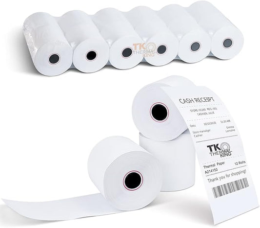 (12 Rolls) 2 1/4" x 150' Thermal Paper, Adding Machine/Calculator POS Receipt paper for Cash Registers