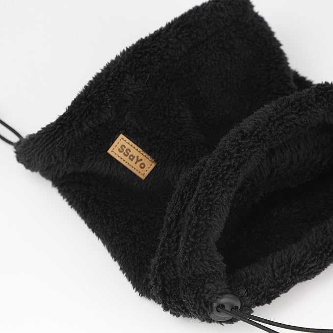 Dog Ear Muffs Noise Protection - Soft Calming Hood for Anxiety Relief, Fireworks, Thunder, Grooming & Vet Visits - Elastic Band & Comfortable Neck Warmer for Travel (Black, Medium)