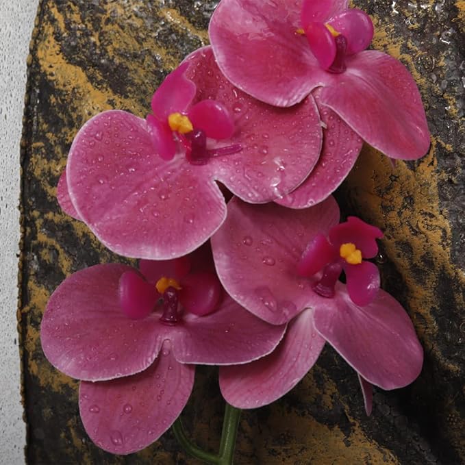 Fake Orchids Artificial Flowers, Reptile Terrarium Decor Plants, Bearded Dragon Tank Accessories fit Crested Gecko Leopard Lizard Chameleon Ball Python Snake Frog - Purple