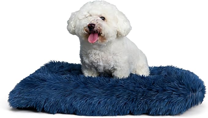 nononfish Dog Crate Bed for Small Dogs Washable Orthopedic Flat for Inside Crate Cages Kennel House Sofa Plush Comfy Sleeping Navy Blue 24 in