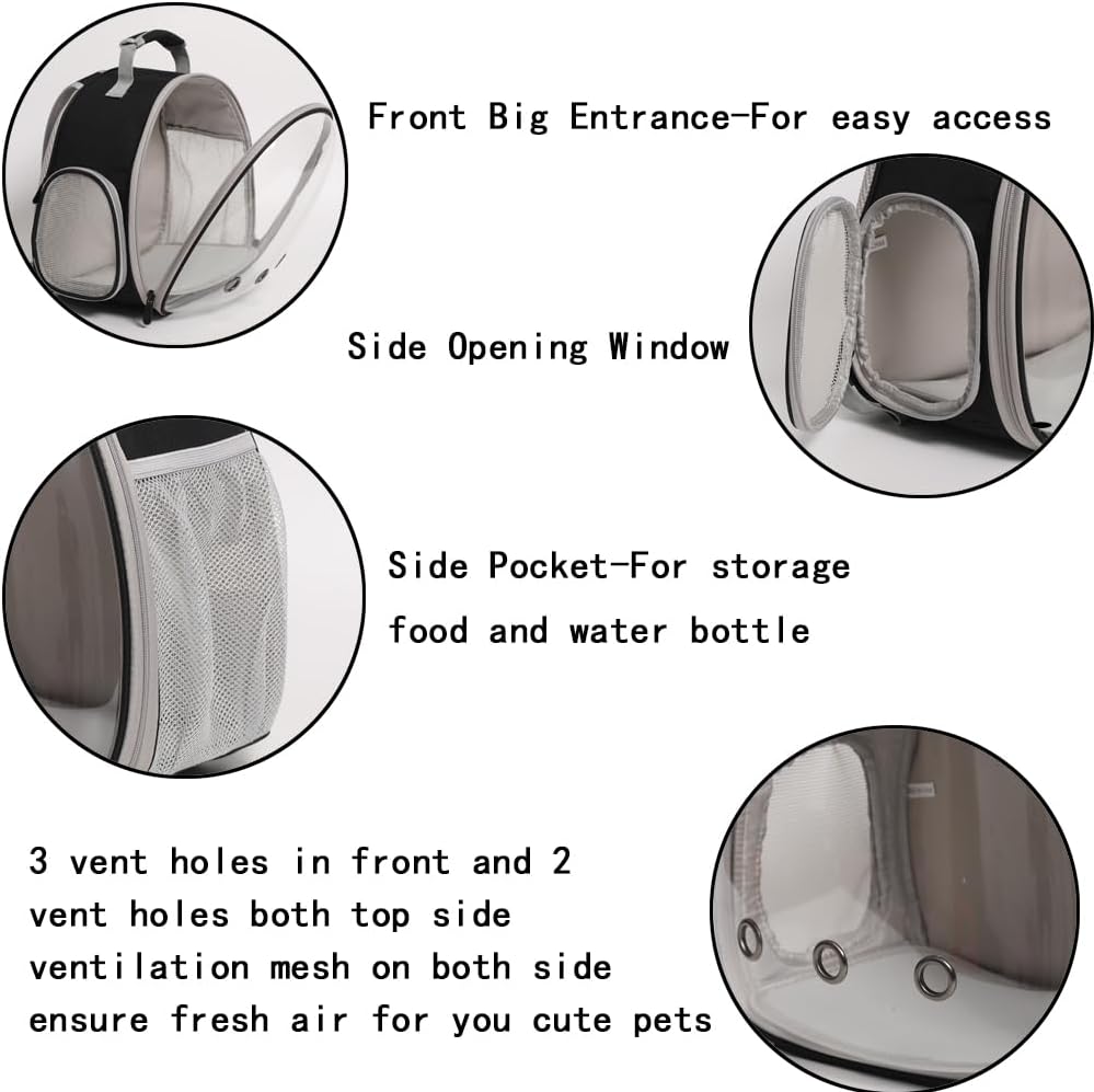 Desert Iguana Backpack Carrier,Bearded Dragon Portable Backpack Carrier with Small Backpack Harness Leash Set,Space Capsule Clear Bubble Window Travel Backpack for Lizard Travel,Guinea Pig,Rabbit