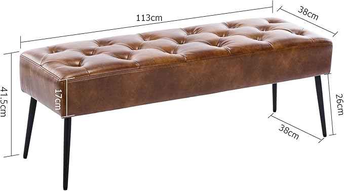DUHOME Button-Tufted Ottoman Bench, Upholstered Bedroom Benches Leather