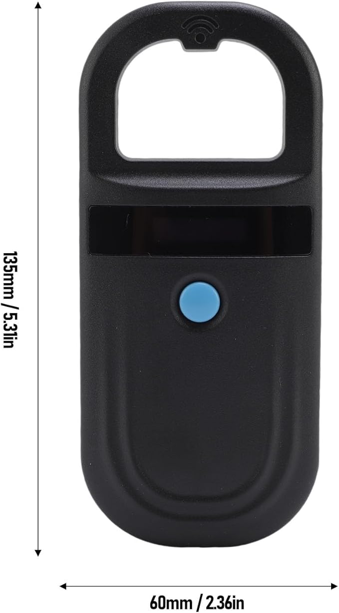 Pet Microchip Scanner, USB Interface Dual Frequency Animal Chip Scanner, Microchip Reader with Rechargeable Battery and Compact Design for Dogs, Cats, Pigs (Black)