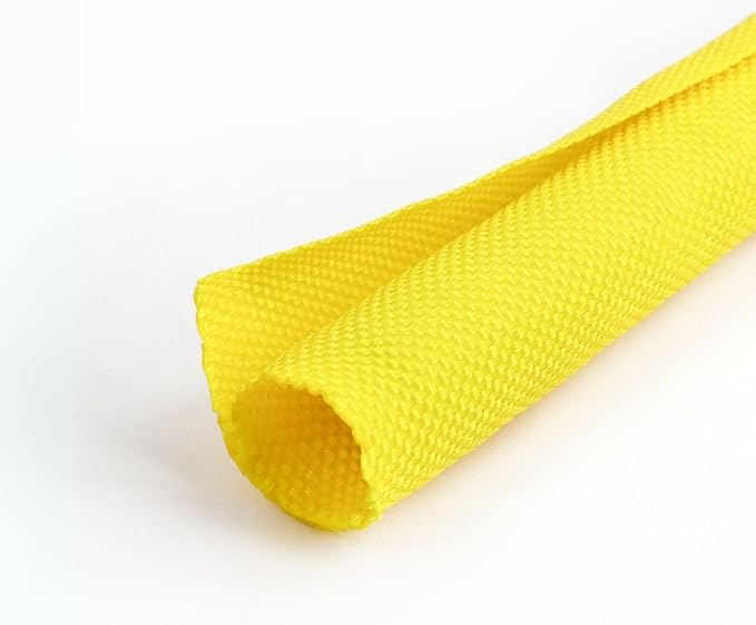 3/8 inch Split Braided Cable Management Sleeve for USB Cable Power Cord Audio Video Cable, Wire Loom Cord Protector from Cat Dog Chewing (Yellow, 25FT)