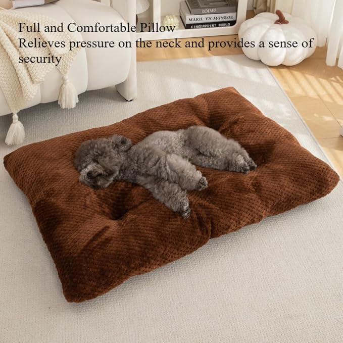 Washable Dog Bed for Large Breeds, Extra Cushioned Crate Mattress with Removable Fluffy Cover, Non-Slip Orthopedic Pet Pad, Machine Washable Kennel Mat(Dark Grey,XXXL)