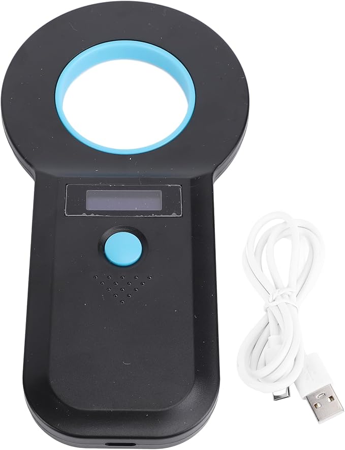 Animal Chip Reader Handheld Portable Pet Microchip Scanner 128 Data Storage for EMID, Non Touch Reading Card for Pet Owners