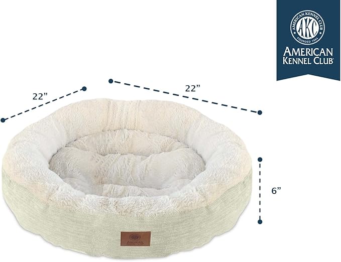 American Kennel Club AKC 3158- Green AKC Casablanca Round Solid Pet Bed, Green for All Dog Breeds and Sizes
