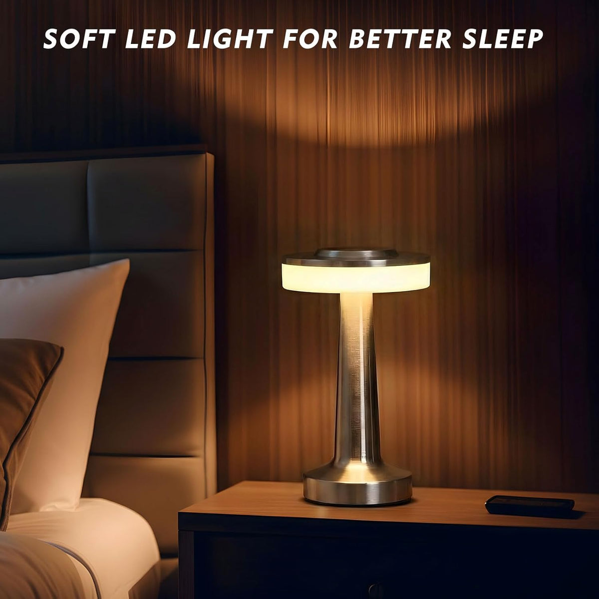Riakrum 2 Pcs LED Cordless Table Lamp Bulk Rechargeable,Silver