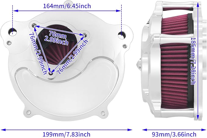 HDBUBALUS Motorcycle CNC Spike Air Cleaner Air Filter Intake System Filter