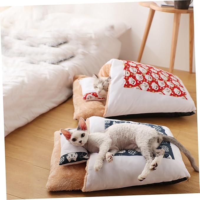 Kisangel Comfortable Pet Bed House Cat Beds Furniture Japanese Style Nest Washable Cushion
